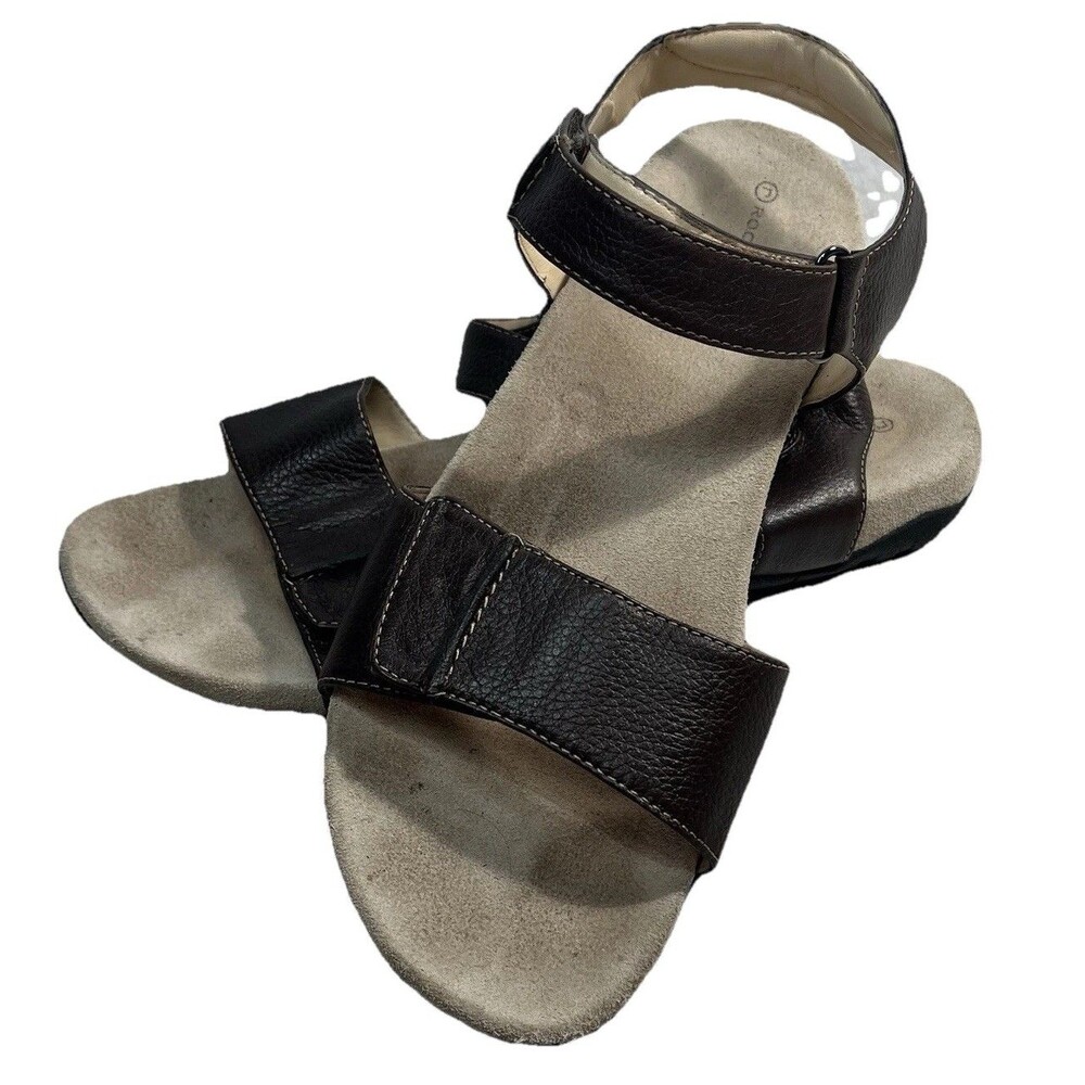 Rockport Leather Adjustable Strap Comfort Sandals Women's Size 10M Brown EUC